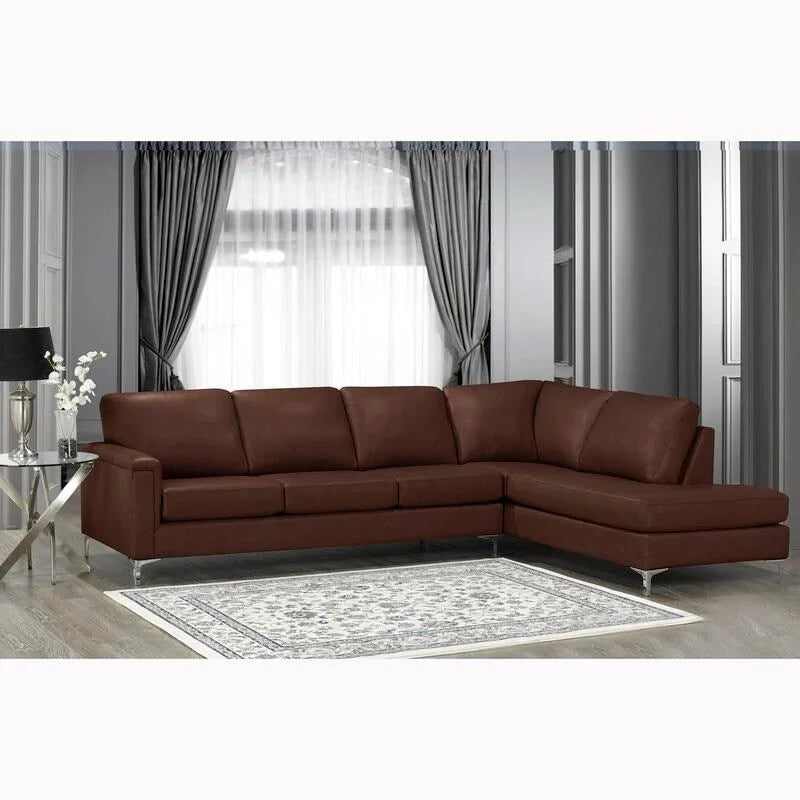 L - Shaped - Grain Leather Sectional Sofa - 122.5 X 85 X 36.5 X 35