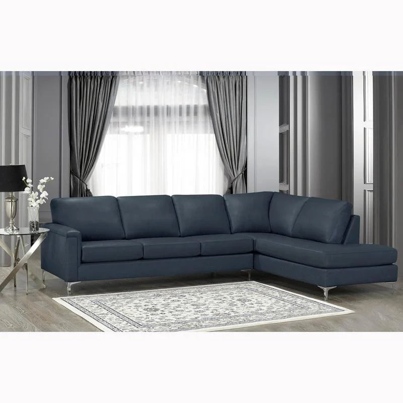 L - Shaped - Grain Leather Sectional Sofa - 122.5 X 85 X 36.5 X 35