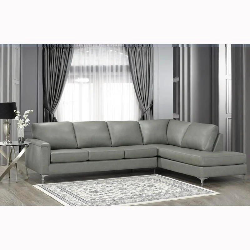 L - Shaped - Grain Leather Sectional Sofa - 122.5 X 85 X 36.5 X 35