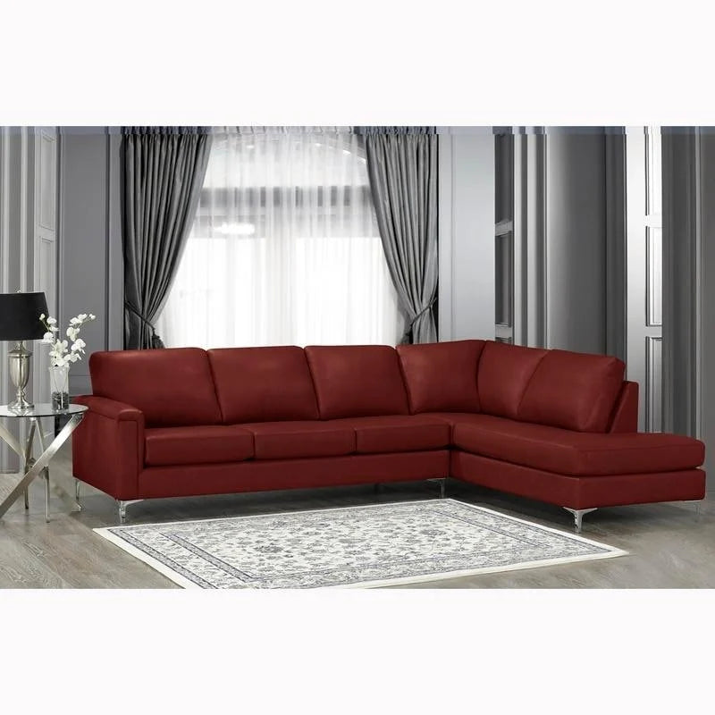 L - Shaped - Grain Leather Sectional Sofa - 122.5 X 85 X 36.5 X 35