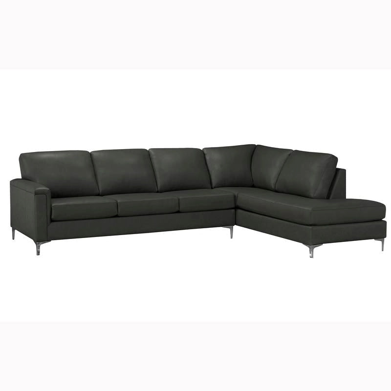 L - Shaped - Leather Sectional Sofa - 122.5 X 85 X 36.5 X 35 - Black - Photo 3