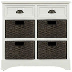 Storage Cabinet with Two Drawers and Four Classic Rattan Basket