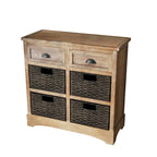 Storage Cabinet with Two Drawers and Four Classic Rattan Basket