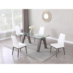 Tempered Glass Modern Dining Set With Extendable Glass Table & 2 - Tone Chairs - Black - Photo 2