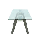 Tempered Glass Modern Dining Set With Extendable Glass Table & 2 - Tone Chairs - Photo 9