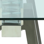 Tempered Glass Modern Dining Set With Extendable Glass Table & 2 - Tone Chairs - Photo 11