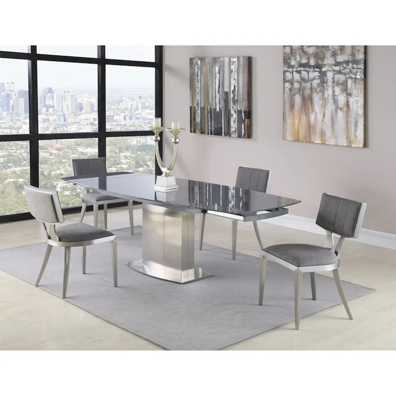 Glass Tempered Glass Dining Table With Glass Top - Grey/ - Photo 1