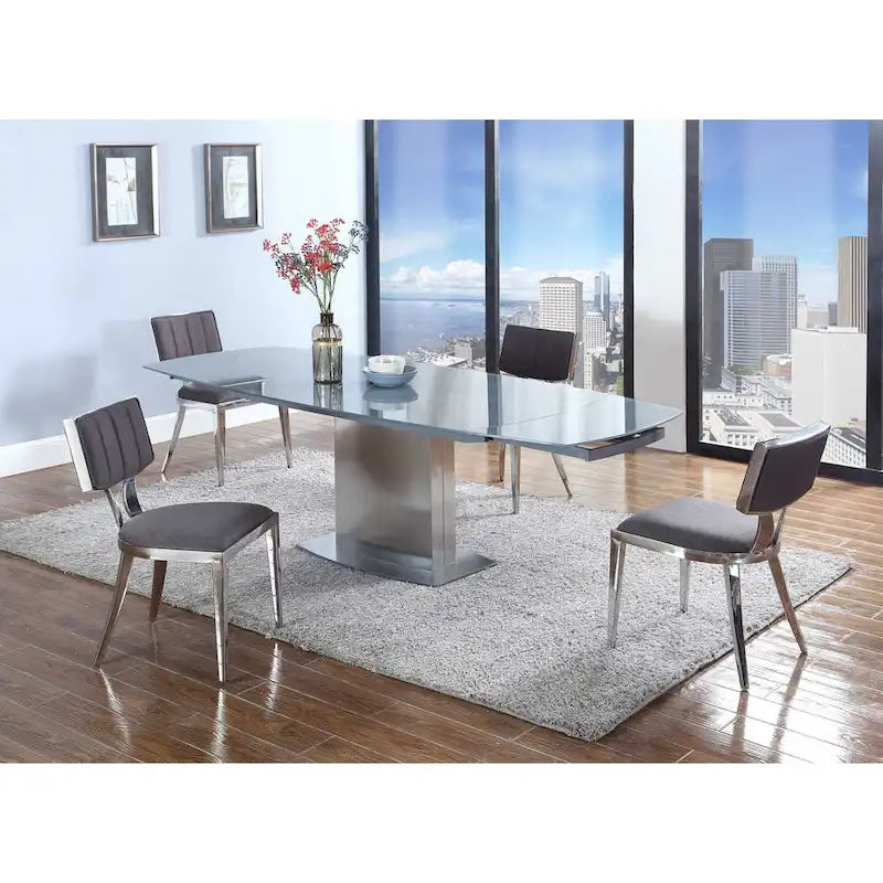 Glass Tempered Glass Dining Table With Glass Top - Grey/ - Photo 6