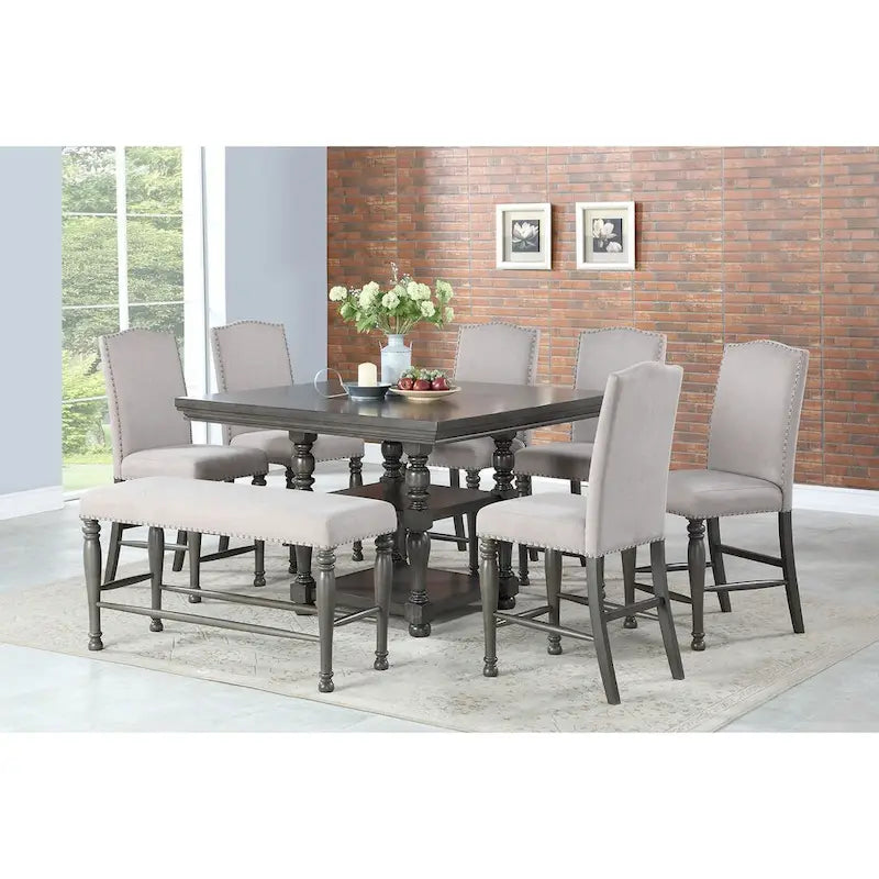 Polyester Steve Silver Carson Counter Height Dining Set - 7 - Piece Set - Photo 2