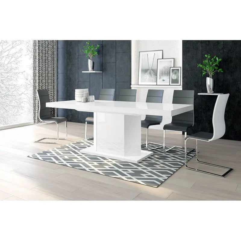 Mdf Dining Table With Storage - White - Photo 1