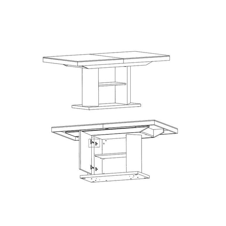 Mdf Dining Table With Storage - Cappuccino/white - Photo 2