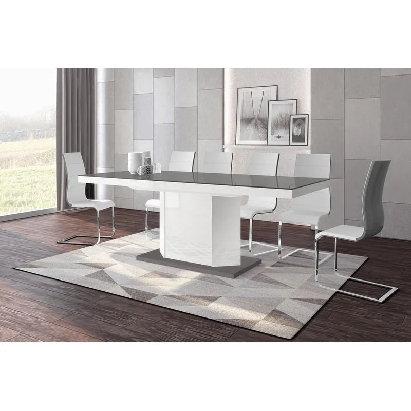 Mdf Dining Table With Storage - Stone/white - Photo 5