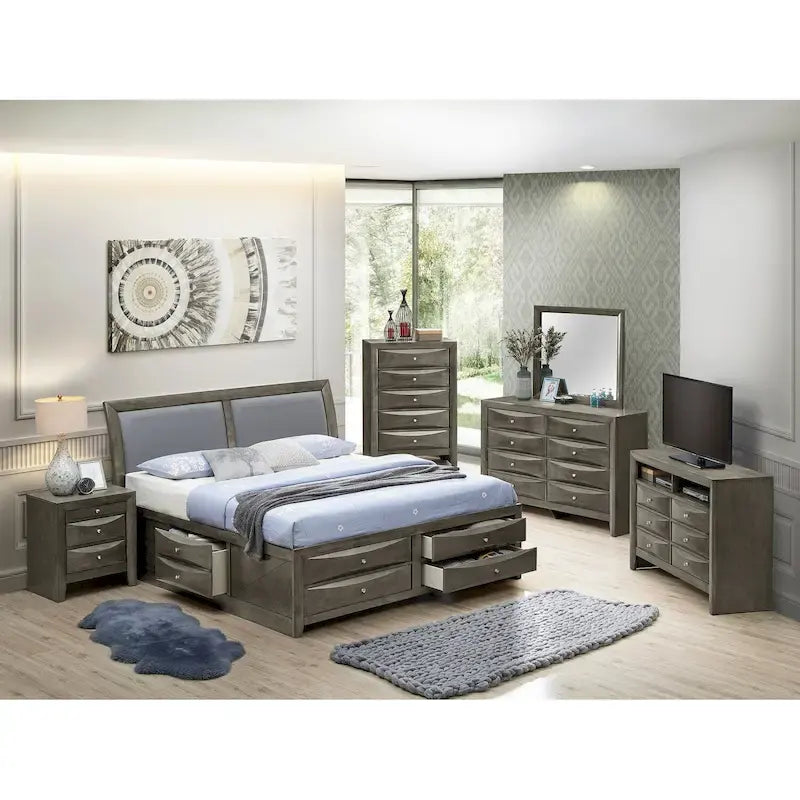 Leather Marilla King Panel Beds