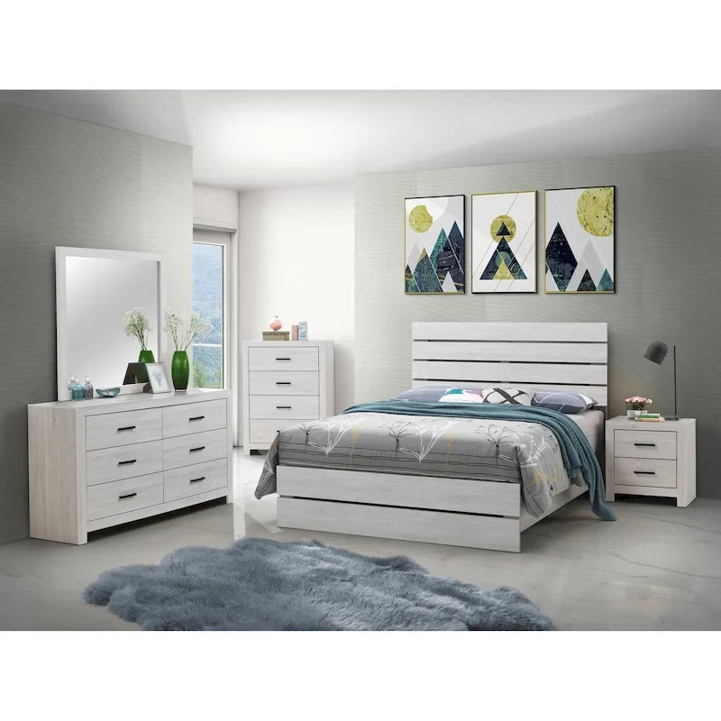 5 - Piece Particle Board Headboard Panel Bedroom Set With 2 Nightstands