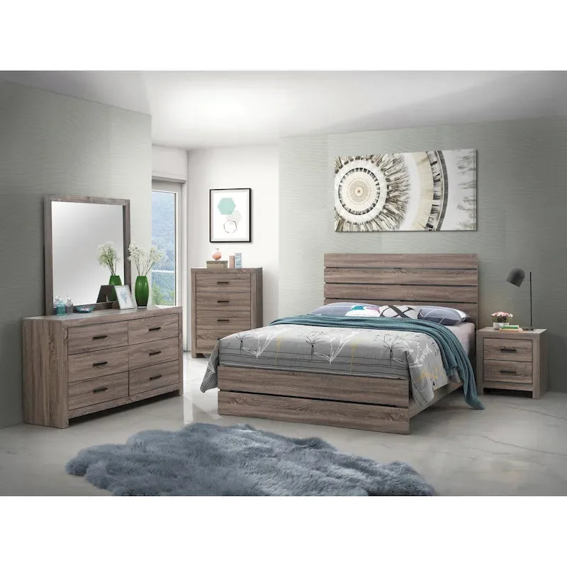 5 - Piece Particle Board Headboard Panel Bedroom Set With 2 Nightstands