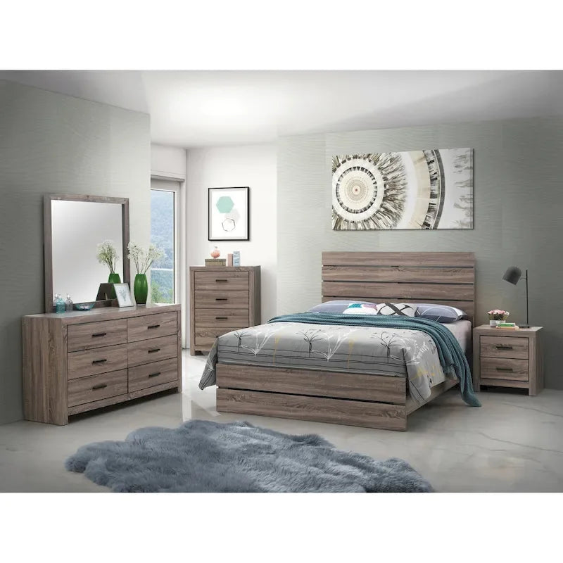 5 - Particle Board Headboard Panel Bedroom Set With 2 Nightstands - Queen, Coastal White - Photo 1