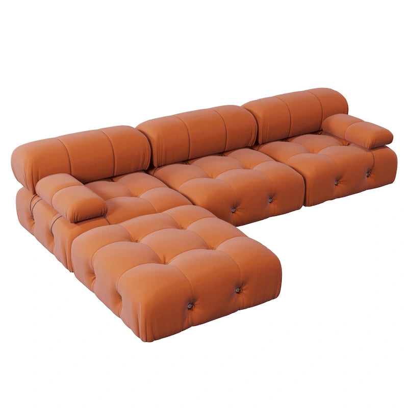 104 Wide Velvet Reversible Modular Sofa & Chaise with Ottoman