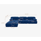 104 Wide Velvet Reversible Modular Sofa & Chaise with Ottoman