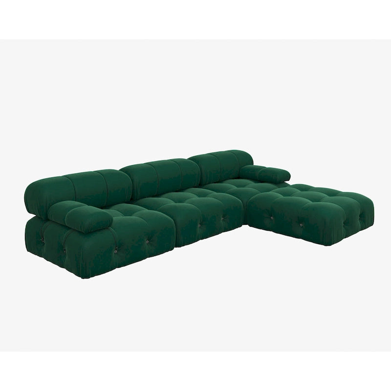 104 Wide Velvet Reversible Modular Sofa & Chaise with Ottoman
