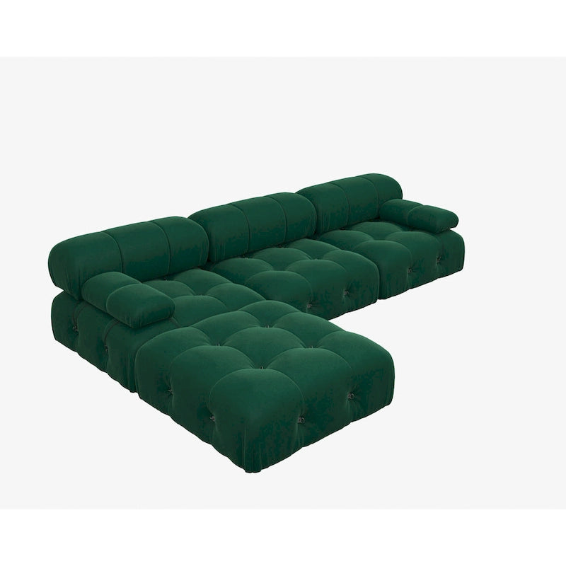 104 Wide Velvet Reversible Modular Sofa & Chaise with Ottoman