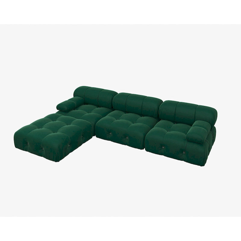 104 Wide Velvet Reversible Modular Sofa & Chaise with Ottoman