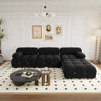 104 Wide Velvet Reversible Modular Sofa & Chaise with Ottoman