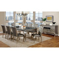 Leather Tufted 9 - Glass Tempered Glass Dining Table With Leaf Set - Champagne - Photo 1