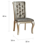 Leather Tufted 9 - Glass Tempered Glass Dining Table With Leaf Set - Champagne - Photo 3