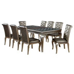 Leather Tufted 9 - Glass Tempered Glass Dining Table With Leaf Set - Champagne - Photo 5