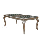 Leather Tufted 9 - Glass Tempered Glass Dining Table With Leaf Set - Champagne - Photo 6