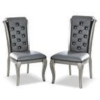 Leather Tufted 9 - Glass Tempered Glass Dining Table With Leaf Set - Champagne - Photo 8