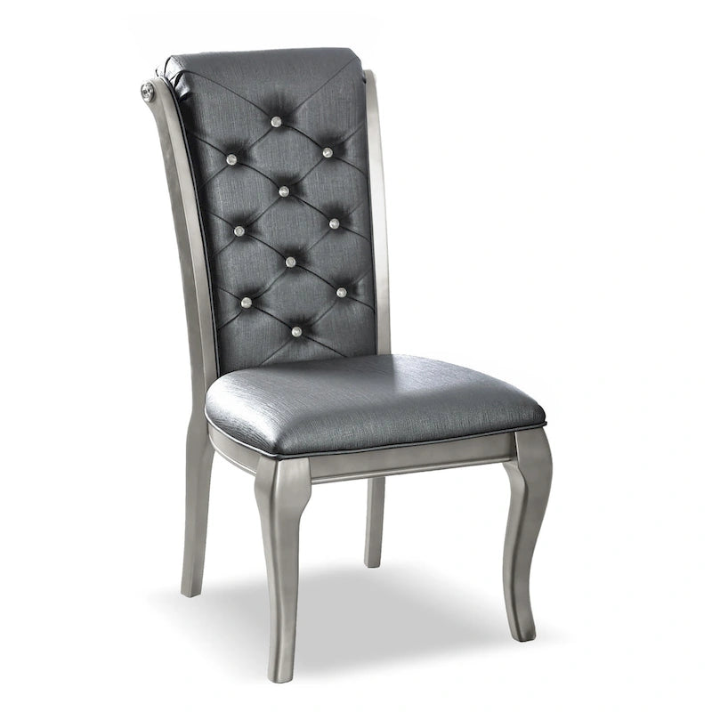 Leather Tufted 9 - Glass Tempered Glass Dining Table With Leaf Set - Champagne - Photo 9