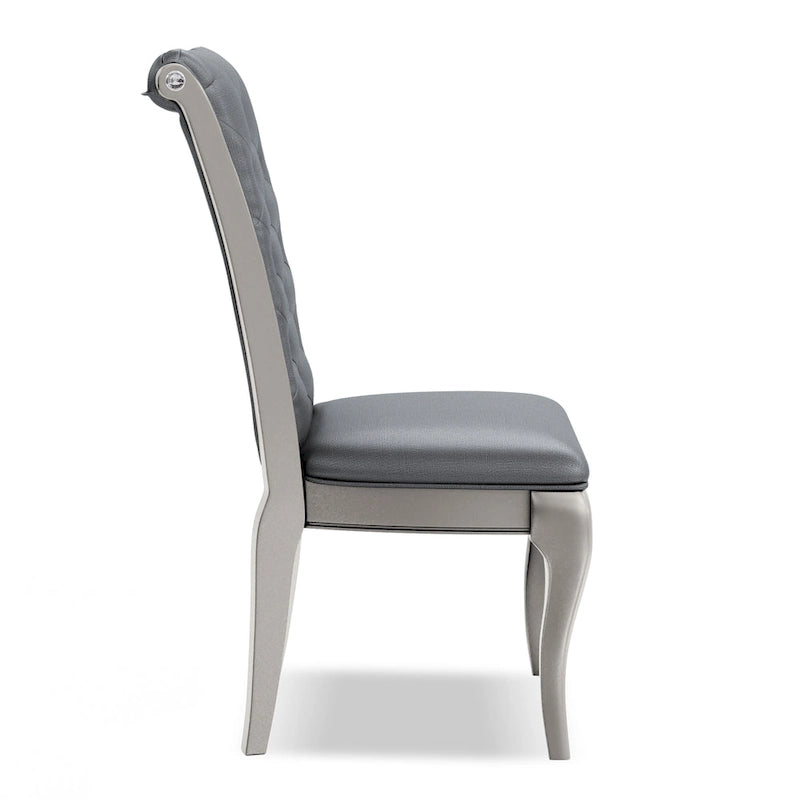 Leather Tufted 9 - Glass Tempered Glass Dining Table With Leaf Set - Champagne - Photo 11