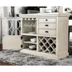 Fabric Tia Transitional Antique White Wood Multi - Storage 3 - Piece Kitchen Island Set - Photo 5