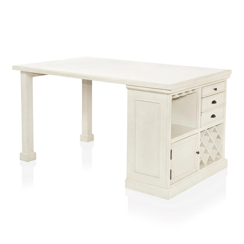Fabric Tia Transitional Antique White Wood Multi - Storage 3 - Piece Kitchen Island Set - Photo 9