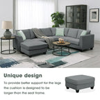 112*87 Sectional Sofa Couches Living Room Sets 7 Seats Modular Sectional Sofa with 3 Pillows, Grey