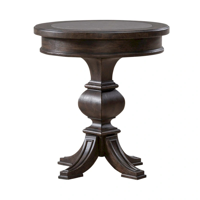 Paradise Valley Saddle Brown and Blue Stone Round Chairside Table