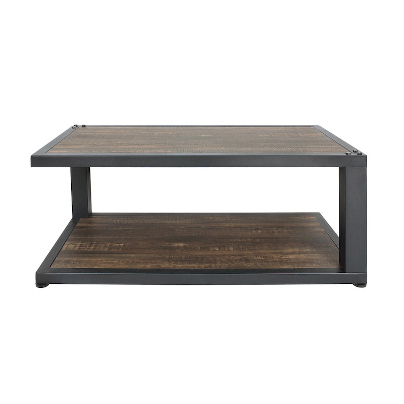 Farrow Dark Walnut and Sand Black 47-inch 1-Shelf Coffee Table by Furniture of America