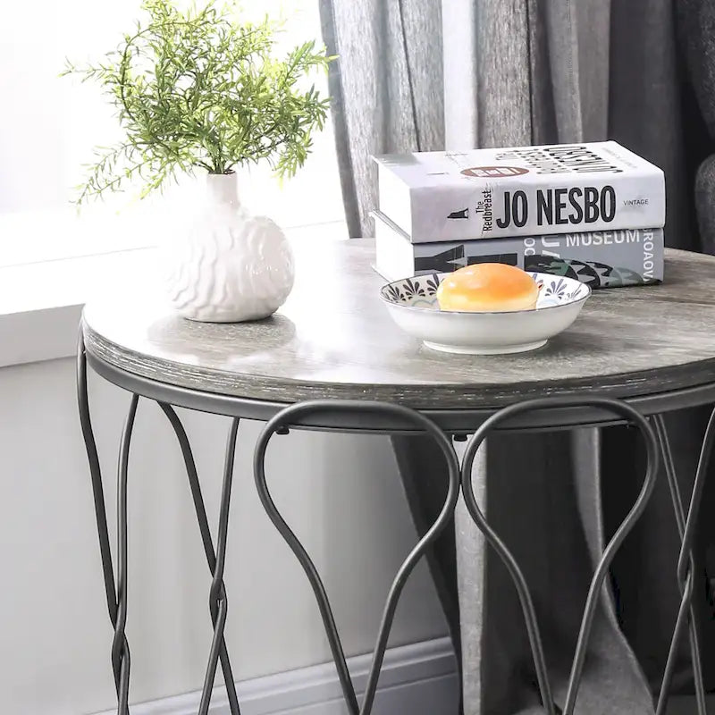 Lizi Rustic Grey 24-inch Metal 1-Shelf Side Table by Furniture of America