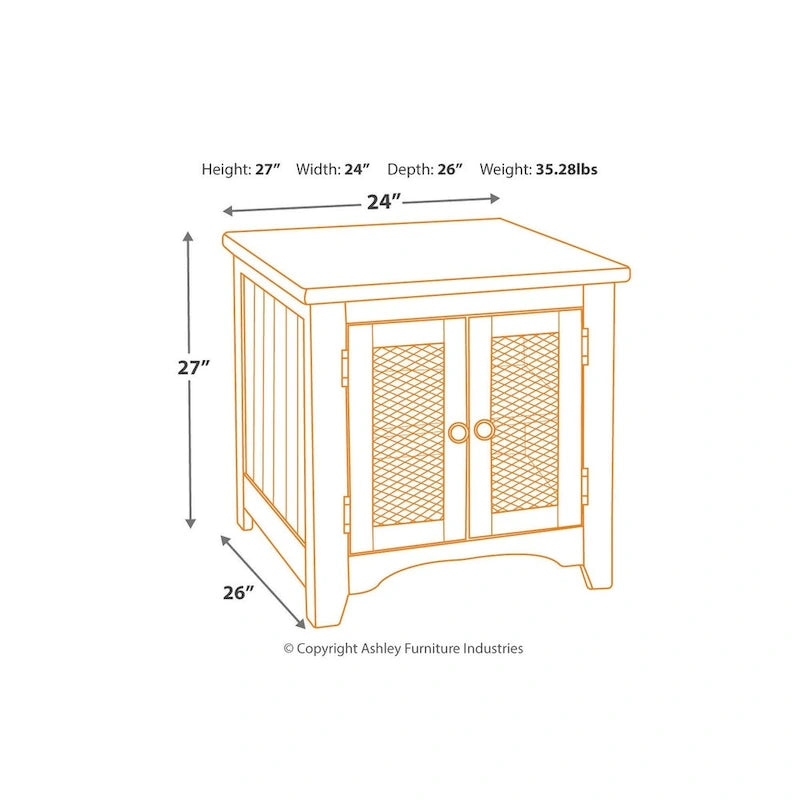 Signature Design by Ashley Wystfield Ivory and Brown Pine Wood End Table