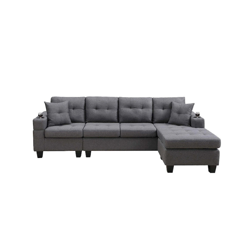 Living room sofa with convertible chaise longue