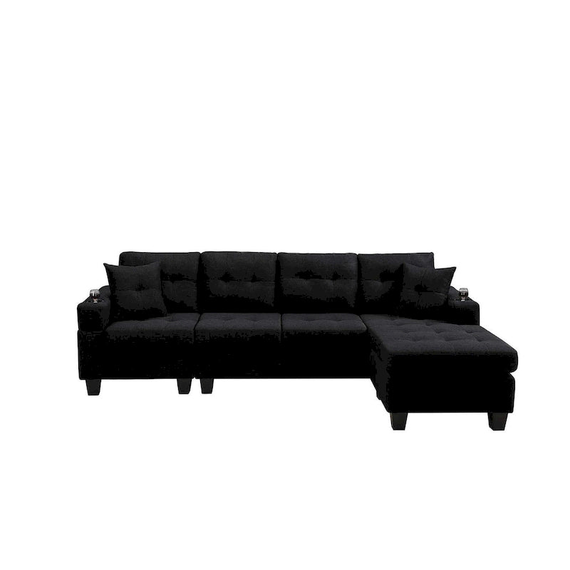 Living room sofa with convertible chaise longue
