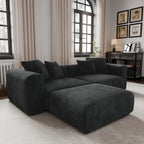 102 L-shape Corduroy Upholstered Sectional Couch Oversize Modern Minimalist Sofa