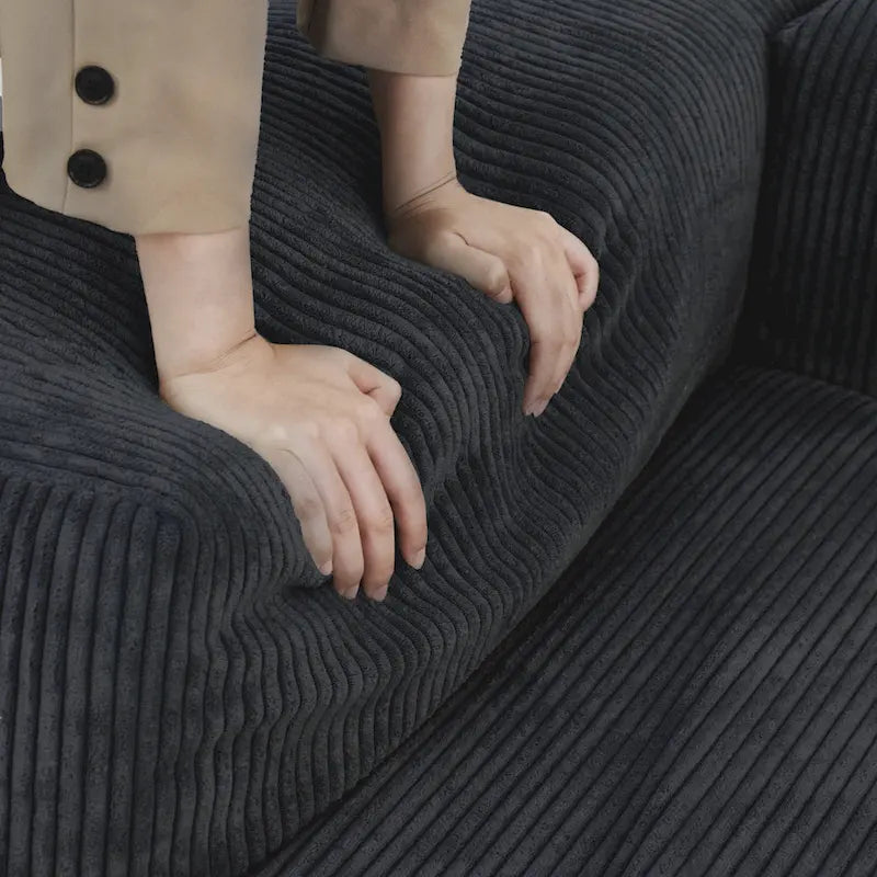 102 L-shape Corduroy Upholstered Sectional Couch Oversize Modern Minimalist Sofa