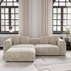 102 L-shape Corduroy Upholstered Sectional Couch Oversize Modern Minimalist Sofa