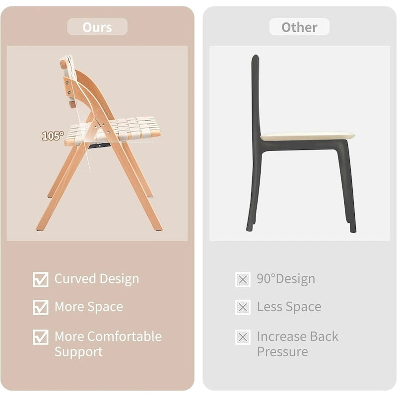 Wooden Stackable Dining Folding Chairs with Padded Seats(Set of 2)