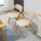 Wooden Stackable Dining Folding Chairs with Padded Seats(Set of 2)