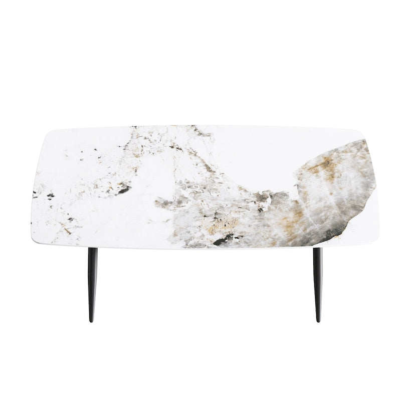 71 Modern Artificial Marble Dining Table with Carbon Steel Base