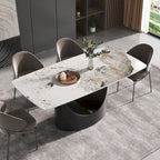 71 Modern Artificial Marble Dining Table with Carbon Steel Base