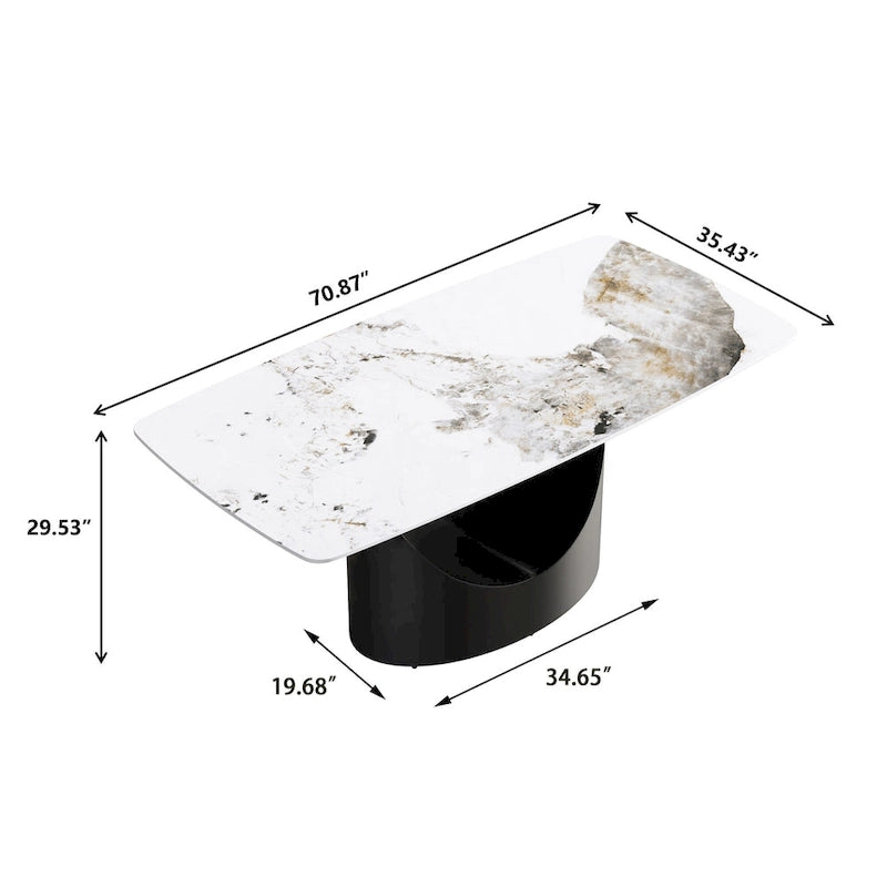71 Modern Artificial Marble Dining Table with Carbon Steel Base
